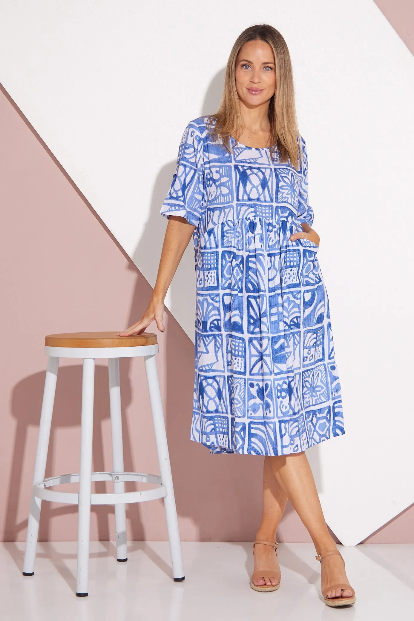 Yvonne Dress - Block Blue